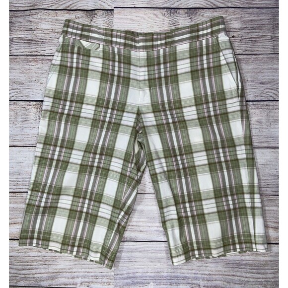 Tommy Bahama Pants - Tommy Bahama Womens Sz 8 Bermuda Shorts Pockets Flat Front Plaid 100% Cotton